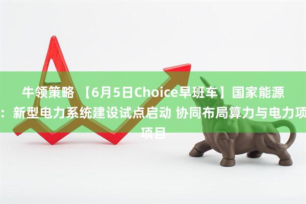 牛领策略 【6月5日Choice早班车】国家能源局：新型电力系统建设试点启动 协同布局算力与电力项目