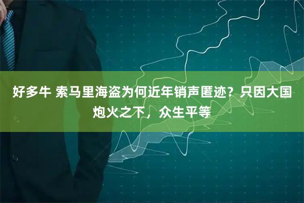 好多牛 索马里海盗为何近年销声匿迹?只因大国炮火之下,众生平等